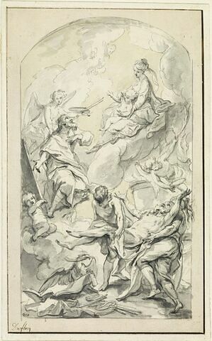 Saint Luc à genoux devant la Vierge et l'Enfant, image 1/2