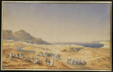 Vue d'Oran : départ de l'expédition pour Mascara en 1835