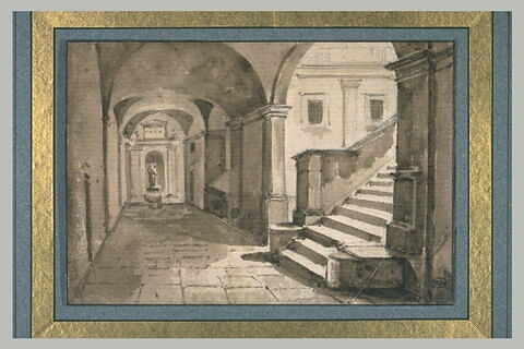 Vestibule et escalier d'un palais du Champs de Mars à Rome, image 1/1
