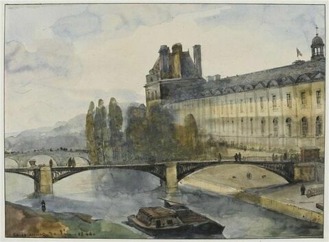 Le Pavillon de Flore vu des fenêtres de l'Institut, le 1er janvier 1844, image 1/2
