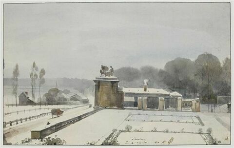 Entrée du Parc de Versailles du côté de l'Orangerie, effet de neige, 1840