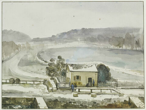 Pièce d'eau des Suisses, à Versailles effet de neige, 1843