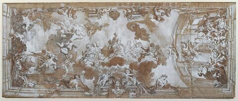 Etude pour un plafond représentant l'Olympe avec Junon, Hercule, Saturne, image 1/3