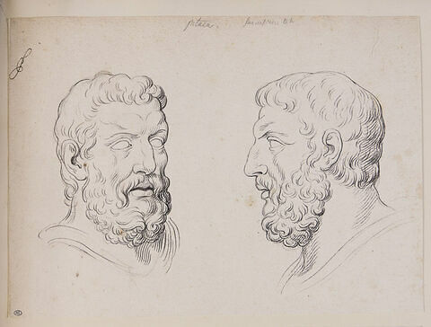 Deux têtes de philosophe antique dites de Pittacus, image 1/2