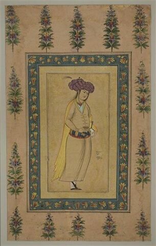 Echanson au turban lilas : indien debout, tenant un vase dans chaque main, image 1/1