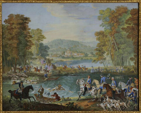 Les Chasses de Louis XVI : La Mort du cerf aux étangs de Saint-Jean-aux-Bois, en forêt de Compiègne, image 1/1