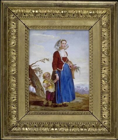 Femme italienne tenant un enfant de la main droite, un panier sur le bras, image 3/3