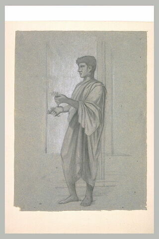 Etude d'après l'Antique, d'un jeune romain tenant un rameau, image 1/1