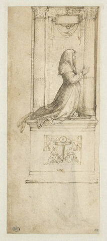 Femme agenouillée entre deux colonnes : étude pour un autel
