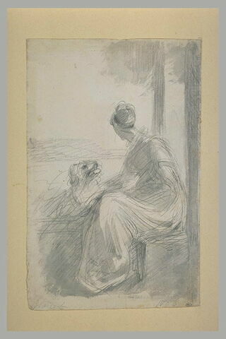 Harriet Cobbold assise, avec un chien, image 1/1