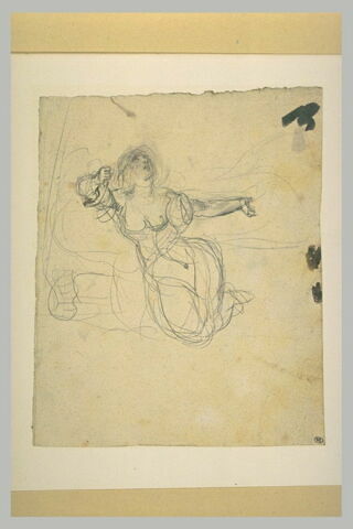 Femme à genoux, de face, la gorge nue, la tête levée, image 2/2