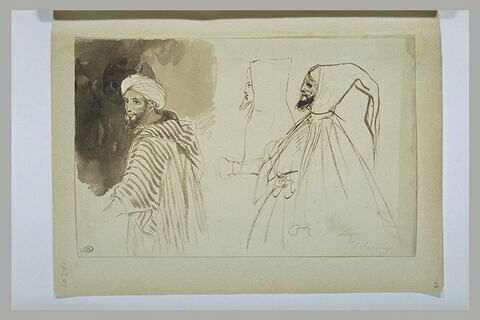 Trois études d'arabes portant turban ou capuchon