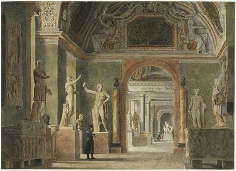 Vue du musée des antiques, au Louvre, à l'époque napoléonienne
