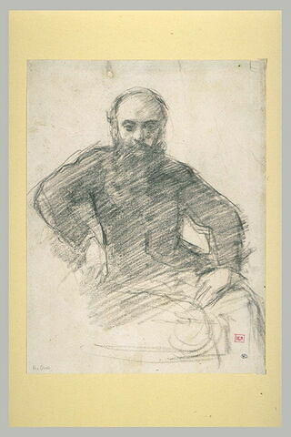 Portrait d'homme barbu, assis, de face, image 1/1