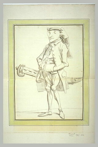Caricature du peintre Canavas (?) aves un manchon et un grand couteau à la ceinture, image 1/1
