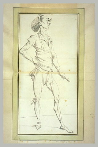 Portrait-charge de l'architecte Rousseau, en pied, image 2/2