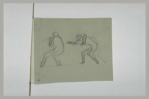 Deux figures d'hommes arc-boutés, tirant, image 1/1