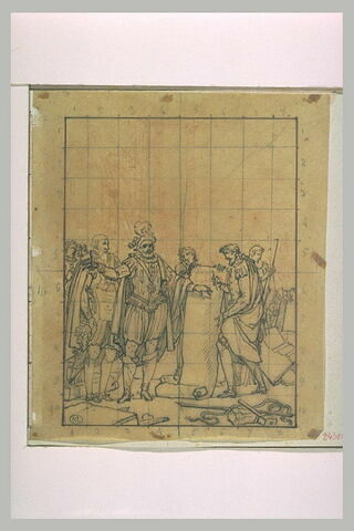 Henri IV accompagné de Sully, examine un plan qu'un homme déroule devant lui, image 2/2