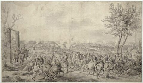 Louis XV, suivi du Dauphin, donne ses ordres à la bataille de Fontenoy, le 11 mai 1745, image 1/1