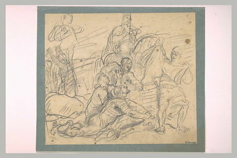 Groupe de soldats romains jouant aux dés la tunique du Christ, image 1/1