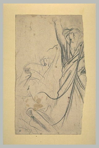 Deux études d'une femme debout, les bras levés : sainte Marie l'Egyptienne, image 1/1