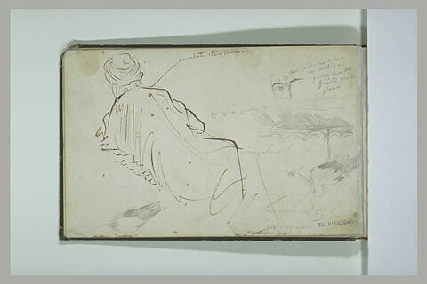 Oriental couché, vu de dos ; détail de maquillage de femme arabe ; cigogne, image 1/1