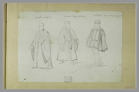 Trois hommes en costume vénitien, de la Renaissance