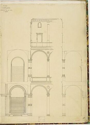Etudes des façades sur cour du palais de la Chancellerie à Rome, image 1/2