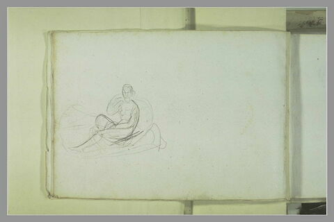 Femme assise sur un lit, tournée vers la gauche, image 1/1