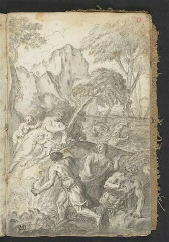 Scène mythologique : les paysans de Lycie refusant à boire à Latone et ses deux enfants Apollon et Diane, image 1/2
