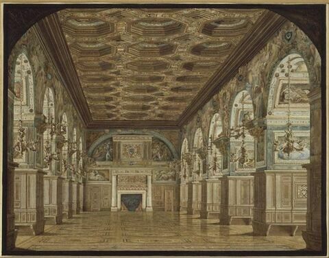 Vue de la galerie Henri II à Fontainebleau, image 1/1
