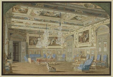 Vue du salon de réception de l'empereur au palais de Fontainebleau, image 1/1