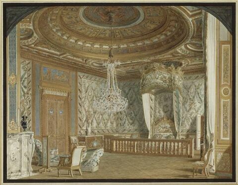 Vue de la chambre à coucher de l'impératrice au palais de Fontainebleau, image 1/1