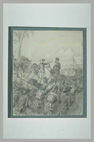 La bataille des Pyramides : Bonaparte montre les Pyramides à ses soldats, image 1/1