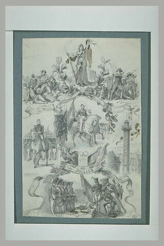 Composition avec Louis-Philippe, la colonne Vendôme, des soldats