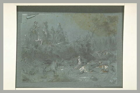 La bataille d'Eylau : Bonaparte et son escorte sur le champ de bataille