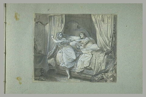 Les Trois Mousquetaires : homme essayant de retenir une femme dans son lit, image 1/1