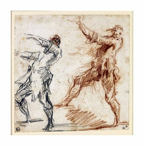 Deux études d'une même figure d'homme dansant, tourné vers la gauche, image 1/2