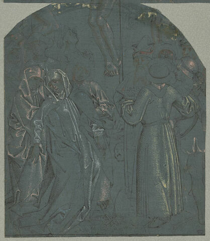Vierge soutenue par une sainte femme et saint Jean au pied de la croix