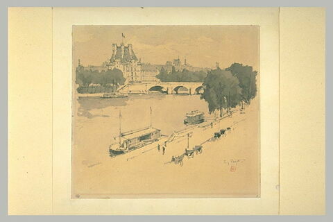 Vue des bords de la Seine près du Louvre et du Pont-Royal, image 1/1