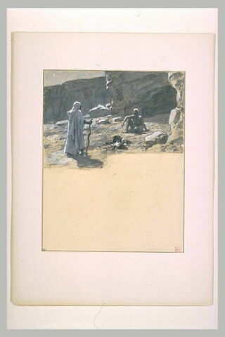 Cheiboub face à un berger assis devant une grotte