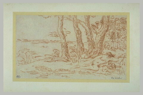 Femme nue, allongée dans un paysage, image 2/2