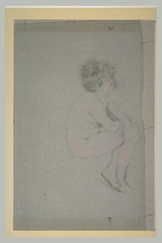 Femme nue, assise, de profil à droite, image 1/1