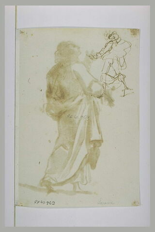 Esquisse d'homme debout, drapé, se dirigeant vers la gauche : saint Jean (?), image 1/1