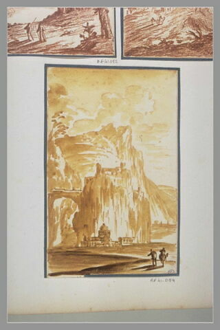 Paysage montagneux avec deux figures de voyageurs, image 2/2