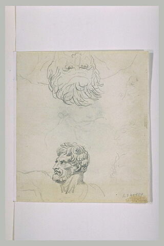 Deux têtes d'homme, et profil caricatural, image 1/1