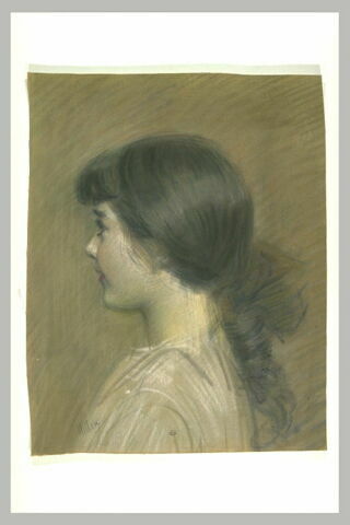 Portrait de Paulette jeune fille, en buste, de profil