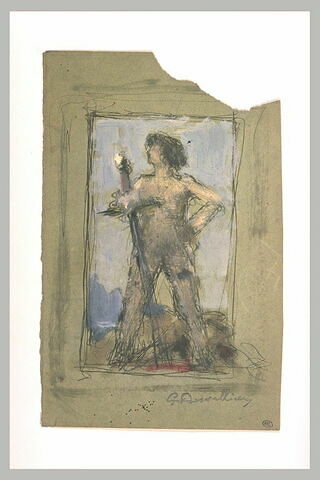 Jeune garçon nu, debout, tenant un glaive, image 2/2