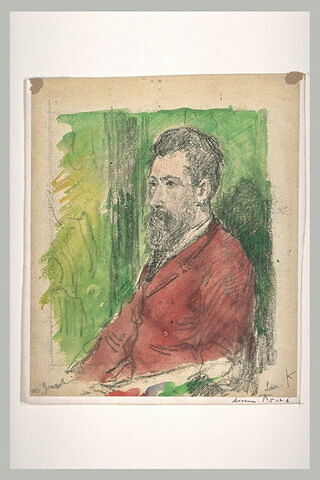 Portrait de Georges Seurat, assis, à mi-corps, vêtu d'une veste rouge, image 1/1