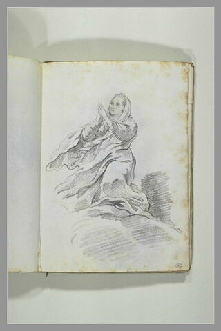 La Vierge agenouillée sur les nuées, les mains jointes, image 1/1